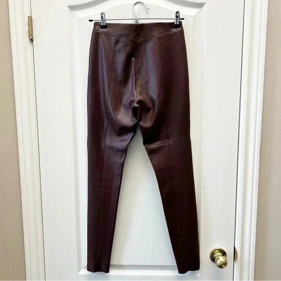 Topshop Piper Faux Leather Vegan Leggings Burgundy Oxblood  Size 2 - Picture 6 of 16